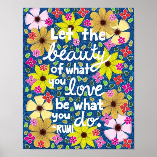 Colorful Floral Inspirating Quote Typografie Poster (Voorkant)