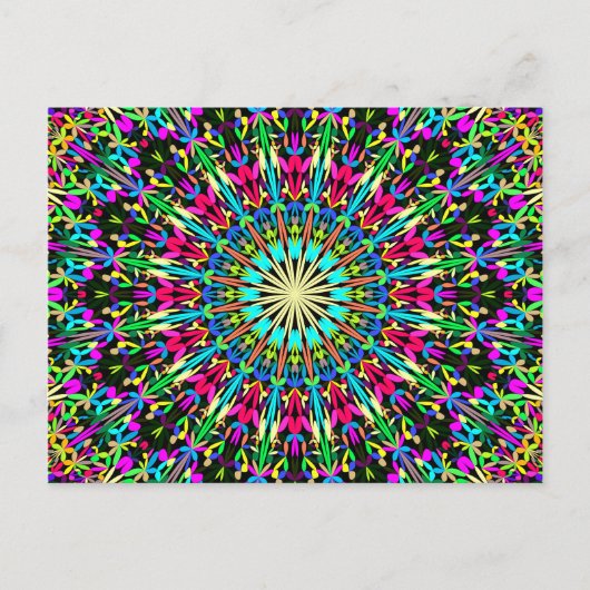 Colorful Floral Kaleidoscope Mandala Briefkaart (Voorkant)