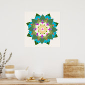 Colorful Floral Lotus Flower Mandala Poster (Keuken)