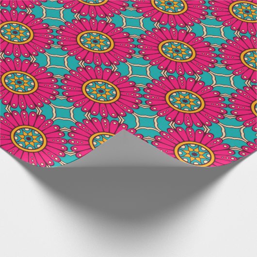 Colorful Floral/Mandala Pattern Cadeaupapier (Hoek)
