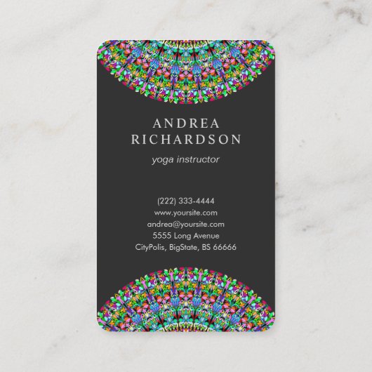 Colorful Floral Mandala Visitekaartje (Achterkant)