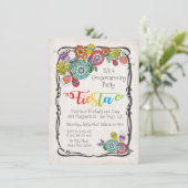 Colorful Floral Mexican Fiesta Housewarming Party Kaart (Staand voorkant)