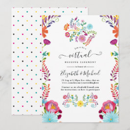Colorful Floral Mexican Fiesta Virtual Wedding Kaart