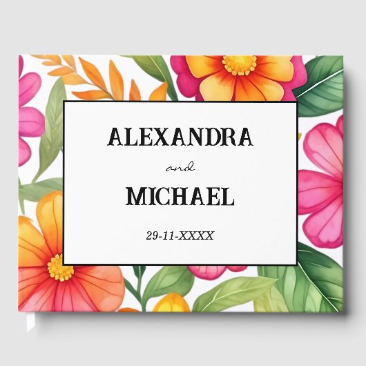 Colorful Floral Mexican Fiesta Wedding Gastenboek (Voorkant)