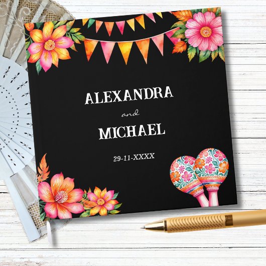 Colorful Floral Mexican Fiesta Wedding Gastenboek