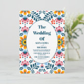 Colorful Floral Mexican Fiesta Wedding Kaart (Staand voorkant)