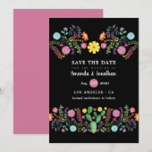 Colorful Floral Mexican Fiesta Wedding Save The Date (Voorkant / Achterkant)