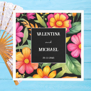 Colorful Floral Mexican Fiesta Wedding Servet