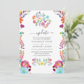 Colorful Floral Mexican Fiesta Wedding Update Kaart (Staand voorkant)