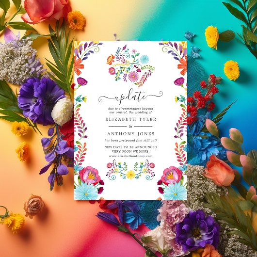 Colorful Floral Mexican Fiesta Wedding Update Kaart
