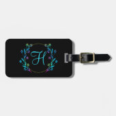 Colorful Floral Monogrammed Elegant Script Name Bagagelabel (Voorkant horizontaal)
