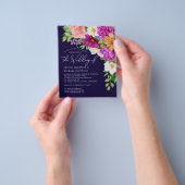 Colorful Floral Navy Blue Wedding Invitation Flyer (Hand)