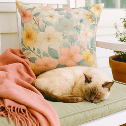 Colorful Floral on Light Gray Buitenkussen