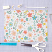 Colorful Floral on White  Tissuepapier (Craft)
