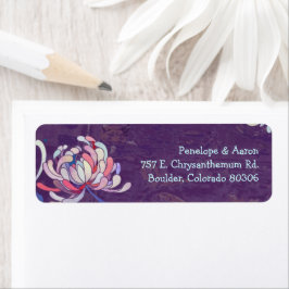 Colorful Floral Paars Wedding Return Address Etiket