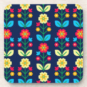 Colorful Floral Pattern Bier Onderzetter (Voorkant)
