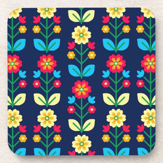 Colorful Floral Pattern Bier Onderzetter (Voorkant)