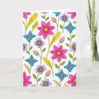 Colorful Floral Pattern Blank Kaart