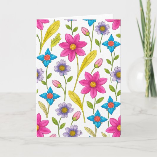 Colorful Floral Pattern Blank Kaart (Voorkant)