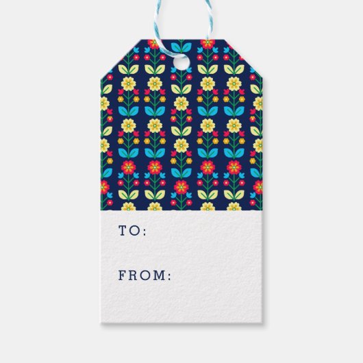 Colorful Floral Pattern Cadeaulabel (Voorkant)