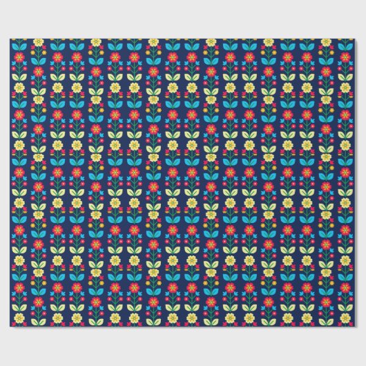 Colorful Floral Pattern Cadeaupapier (Vlak)