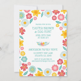 Colorful Floral Pattern Easter Brunch Hunt Kaart
