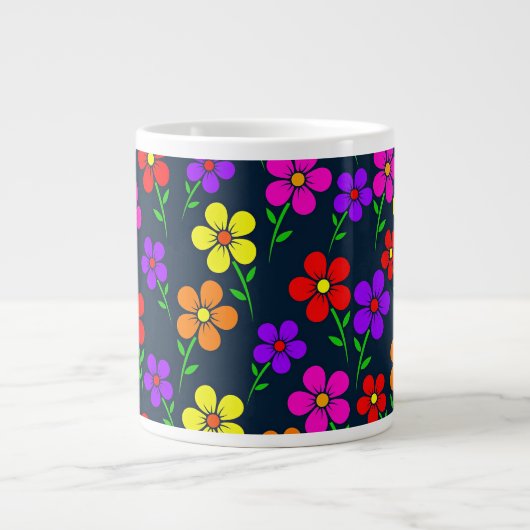 Colorful Floral Pattern Grote Koffiekop (Voorkant)