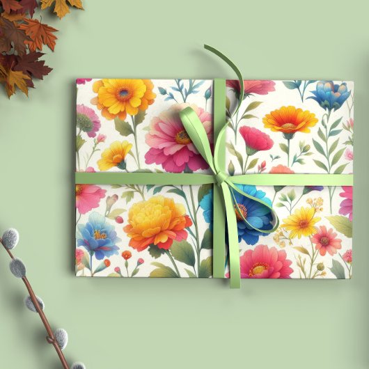 Colorful Floral Pattern Inpakpapier Vel
