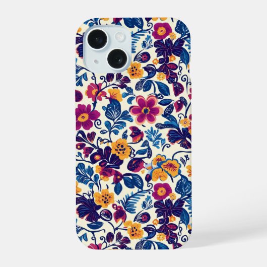 Colorful Floral Pattern iPhone 15 Case (Achterkant)