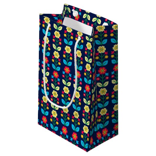Colorful Floral Pattern Klein Cadeauzakje (Voorkant Gekanteld)