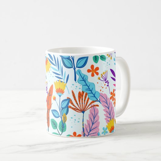 Colorful Floral Pattern Koffiemok (Voorkant rechts)