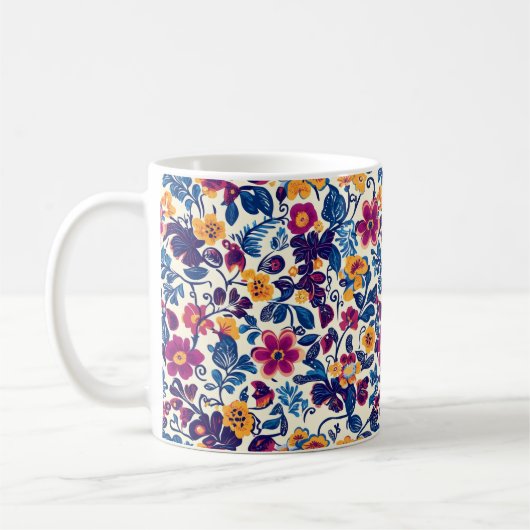 Colorful Floral Pattern Koffiemok (Links)