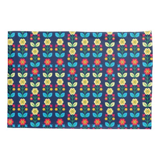Colorful Floral Pattern Kussensloop (Achterkant-Links)