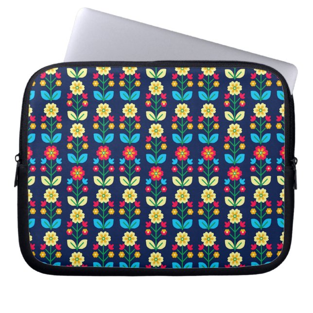 Colorful Floral Pattern Laptop Sleeve (Voorkant)