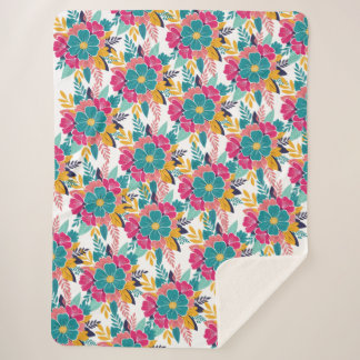 Colorful Floral Pattern Large Cozy Blanket – Brigh Sherpa Deken