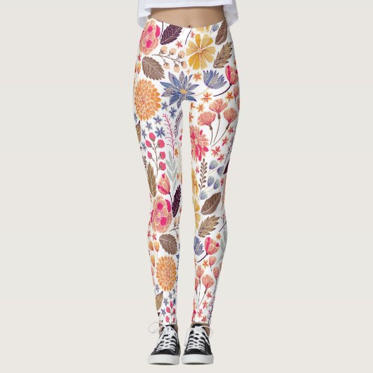 Colorful Floral Pattern Leggings (Voorkant)