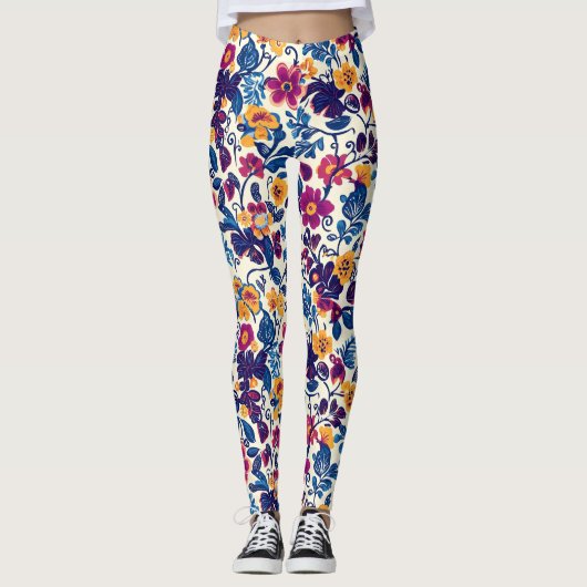 Colorful Floral Pattern Leggings (Voorkant)