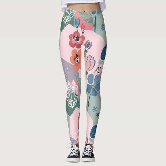Colorful Floral Pattern Leggings (Voorkant)