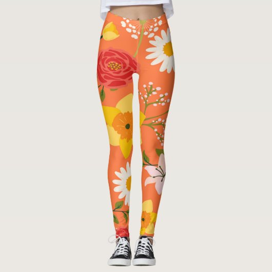 Colorful Floral Pattern Leggings (Voorkant)
