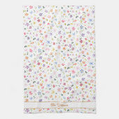 Colorful Floral Pattern Name Monogram Botanical Theedoek (Verticaal)