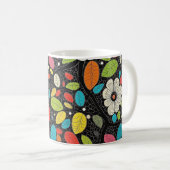 🌼 Colorful Floral Pattern on Black - Bold & Vibra Koffiemok (Voorkant rechts)