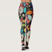 🌼 Colorful Floral Pattern on Black - Bold & Vibra Leggings (Achterkant)