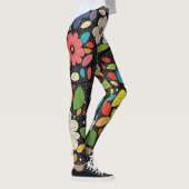 🌼 Colorful Floral Pattern on Black - Bold & Vibra Leggings (Rechts)