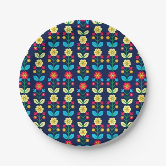 Colorful Floral Pattern Papieren Bordje (Voorkant)