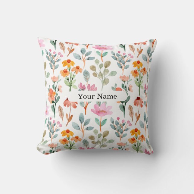 Colorful Floral Pattern Pillow Kussen (Voorkant)