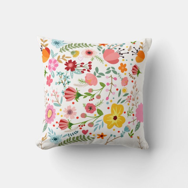 Colorful Floral Pattern Pillow Kussen (Voorkant)