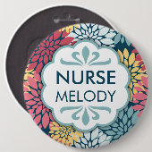 Colorful Floral Pattern Ronde Button 6,0 Cm (Voorkant /achterkant)