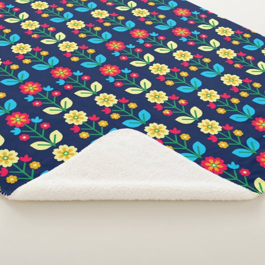 Colorful Floral Pattern Sherpa Deken (3/4)