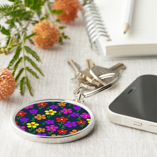 Colorful Floral Pattern Sleutelhanger (Zijkant)
