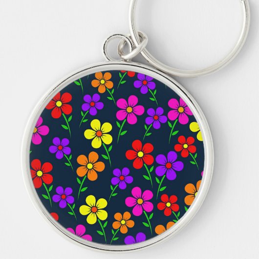 Colorful Floral Pattern Sleutelhanger (Voorkant)